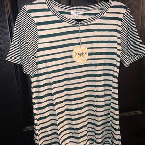 Hayden Green and Cream Striped Top